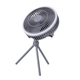 Maxbell Outdoor Camping Fan with LED Light Quiet Desk Table Fan for Hiking BBQ Porch Gray