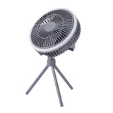 Maxbell Outdoor Camping Fan with LED Light Quiet Desk Table Fan for Hiking BBQ Porch Gray