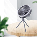 Maxbell Outdoor Camping Fan with LED Light Quiet Desk Table Fan for Hiking BBQ Porch Gray