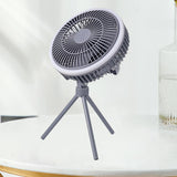 Maxbell Outdoor Camping Fan with LED Light Quiet Desk Table Fan for Hiking BBQ Porch Gray