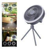 Maxbell Outdoor Camping Fan with LED Light Quiet Desk Table Fan for Hiking BBQ Porch Gray