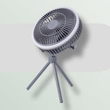 Maxbell Outdoor Camping Fan with LED Light Quiet Desk Table Fan for Hiking BBQ Porch Gray