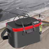 Maxbell Foldable Fishing Bucket with Handles Folding Portable Fish Protection Bucket black