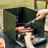 Maxbell Camping Furnace Windscreen Folding Windshield for Backpacking Cooking Hiking Dark Green