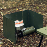 Maxbell Camping Furnace Windscreen Folding Windshield for Backpacking Cooking Hiking Dark Green