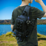 Maxbell Fishing Tackle Bag Rod Holder Fishing Gears Storage Bag for Trekking Camping Black