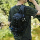 Maxbell Fishing Tackle Bag Rod Holder Fishing Gears Storage Bag for Trekking Camping Black