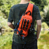 Maxbell Fishing Tackle Bag Rod Holder Fishing Gears Storage Bag for Trekking Camping Orange