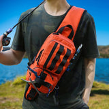 Maxbell Fishing Tackle Bag Rod Holder Fishing Gears Storage Bag for Trekking Camping Orange