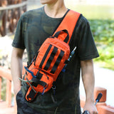 Maxbell Fishing Tackle Bag Rod Holder Fishing Gears Storage Bag for Trekking Camping Orange