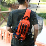 Maxbell Fishing Tackle Bag Rod Holder Fishing Gears Storage Bag for Trekking Camping Orange