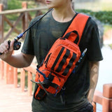 Maxbell Fishing Tackle Bag Rod Holder Fishing Gears Storage Bag for Trekking Camping Orange