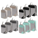 Maxbell 3Pcs Compression Packing Cubes Compression Storage Bags for Vacation Outdoor Beige