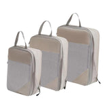 Maxbell 3Pcs Compression Packing Cubes Compression Storage Bags for Vacation Outdoor Beige
