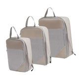 Maxbell 3Pcs Compression Packing Cubes Compression Storage Bags for Vacation Outdoor Beige