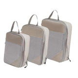 Maxbell 3Pcs Compression Packing Cubes Compression Storage Bags for Vacation Outdoor Beige