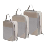 Maxbell 3Pcs Compression Packing Cubes Compression Storage Bags for Vacation Outdoor Beige