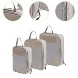 Maxbell 3Pcs Compression Packing Cubes Compression Storage Bags for Vacation Outdoor Beige