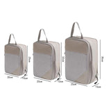 Maxbell 3Pcs Compression Packing Cubes Compression Storage Bags for Vacation Outdoor Beige
