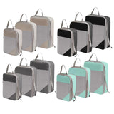 Maxbell 3Pcs Compression Packing Cubes Compression Storage Bags for Vacation Outdoor Beige