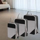 Maxbell 3Pcs Compression Packing Cubes Compression Storage Bags for Vacation Outdoor Black