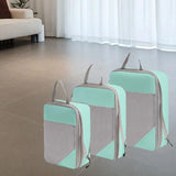 Maxbell 3Pcs Compression Packing Cubes Compression Storage Bags for Vacation Outdoor Blue