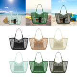 Maxbell Maxbell Mesh Beach Tote Bag Large Capacity Storage Bag for Shopping Vacation Camping Black
