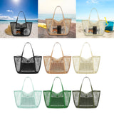 Maxbell Maxbell Mesh Beach Tote Bag Large Capacity Storage Bag for Shopping Vacation Camping Black