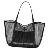 Maxbell Maxbell Mesh Beach Tote Bag Large Capacity Storage Bag for Shopping Vacation Camping Black
