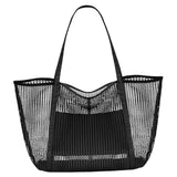 Maxbell Maxbell Mesh Beach Tote Bag Large Capacity Storage Bag for Shopping Vacation Camping Black