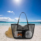 Maxbell Maxbell Mesh Beach Tote Bag Large Capacity Storage Bag for Shopping Vacation Camping Black