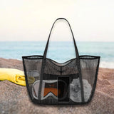 Maxbell Maxbell Mesh Beach Tote Bag Large Capacity Storage Bag for Shopping Vacation Camping Black