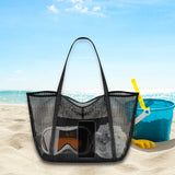 Maxbell Maxbell Mesh Beach Tote Bag Large Capacity Storage Bag for Shopping Vacation Camping Black