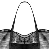 Maxbell Maxbell Mesh Beach Tote Bag Large Capacity Storage Bag for Shopping Vacation Camping Black