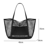 Maxbell Maxbell Mesh Beach Tote Bag Large Capacity Storage Bag for Shopping Vacation Camping Black