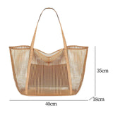 Maxbell Maxbell Mesh Beach Tote Bag Large Capacity Storage Bag for Shopping Vacation Camping Khaki