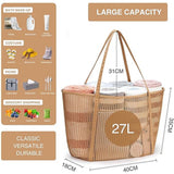 Maxbell Maxbell Mesh Beach Tote Bag Large Capacity Storage Bag for Shopping Vacation Camping Khaki