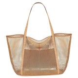 Maxbell Maxbell Mesh Beach Tote Bag Large Capacity Storage Bag for Shopping Vacation Camping Khaki