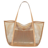 Maxbell Maxbell Mesh Beach Tote Bag Large Capacity Storage Bag for Shopping Vacation Camping Khaki