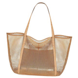 Maxbell Maxbell Mesh Beach Tote Bag Large Capacity Storage Bag for Shopping Vacation Camping Khaki