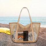 Maxbell Maxbell Mesh Beach Tote Bag Large Capacity Storage Bag for Shopping Vacation Camping Khaki