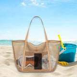 Maxbell Maxbell Mesh Beach Tote Bag Large Capacity Storage Bag for Shopping Vacation Camping Khaki
