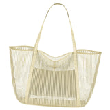 Maxbell Mesh Beach Tote Bag Large Capacity Storage Bag for Shopping Vacation Camping White