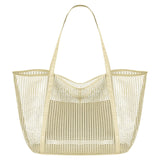 Maxbell Mesh Beach Tote Bag Large Capacity Storage Bag for Shopping Vacation Camping White