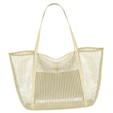 Maxbell Mesh Beach Tote Bag Large Capacity Storage Bag for Shopping Vacation Camping White
