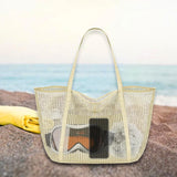 Maxbell Mesh Beach Tote Bag Large Capacity Storage Bag for Shopping Vacation Camping White