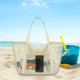 Maxbell Mesh Beach Tote Bag Large Capacity Storage Bag for Shopping Vacation Camping White