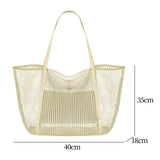 Maxbell Mesh Beach Tote Bag Large Capacity Storage Bag for Shopping Vacation Camping White