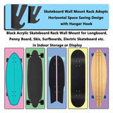 Maxbell Skateboard Wall Mount Display Rack Tool Storage for Skis Kiteboard Snowboard black