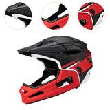 Maxbell Full Face Bike Helmet Protective Helmet Shock Absorbing Mountain Bike Helmet Red Black